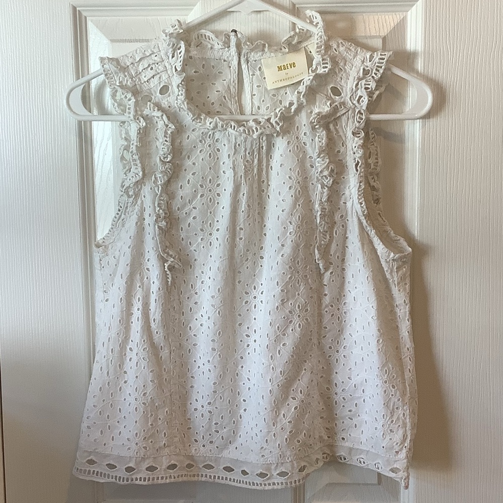 White Eyelet Sleeveless Blouse